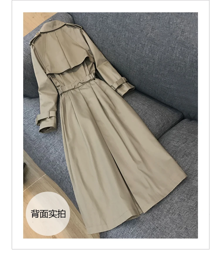 2018 Khaki Caramel colour Long Trench Coat Women Vintage Military Belts Double Breasted Female Overcoat British Styl W378 | Женская