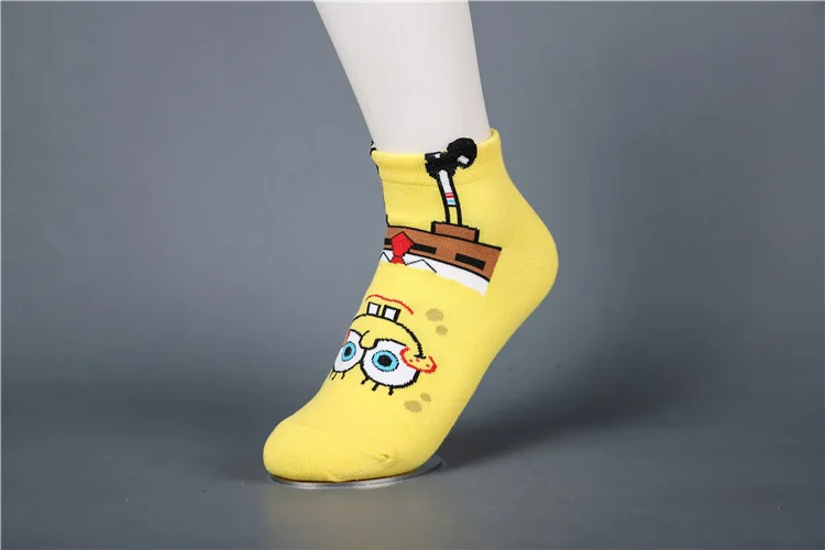 Планктона Шелдон носки с принтом Squidward Щупальца Патрик Стар милые забавные женские весенние, летние носки желтые хлопковые короткие носки
