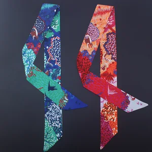 2018 новый Тропический тропический лес олененок маленький шелковый шарф полотенце для волос печать головной платок ручка сумка лента длинный шарф для женщин