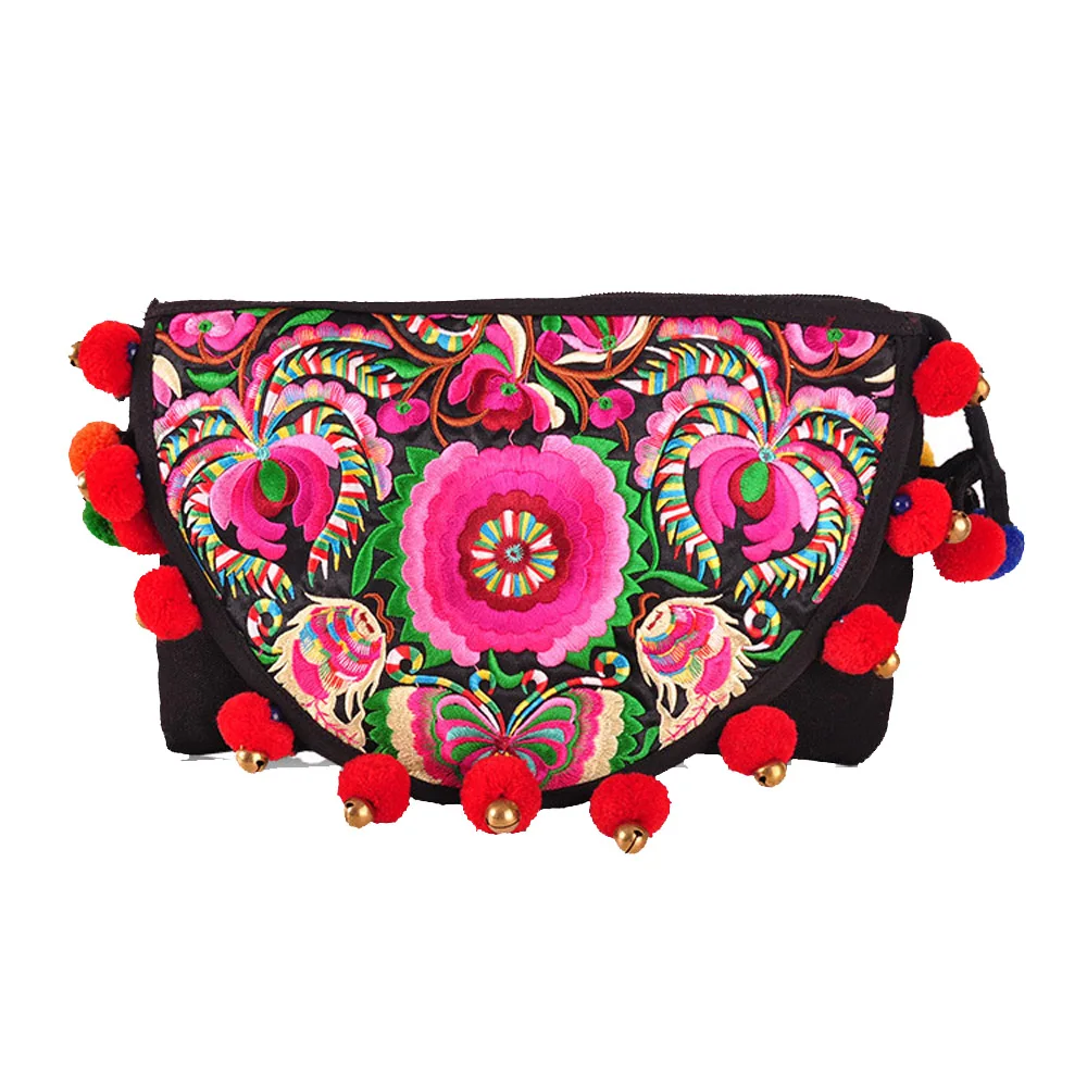 Для женщин помпоном плеча Курьерские сумки Этническая Богемия Crossbody Сумка