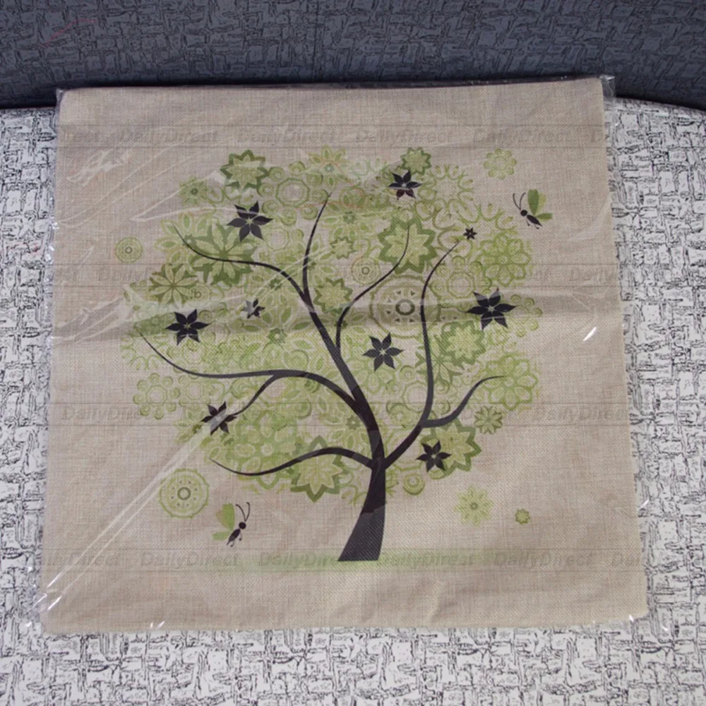 1x наволочка для подушки композитный льняной чехол зеленое дерево 42x42 см 16 5x16 5 &quot
