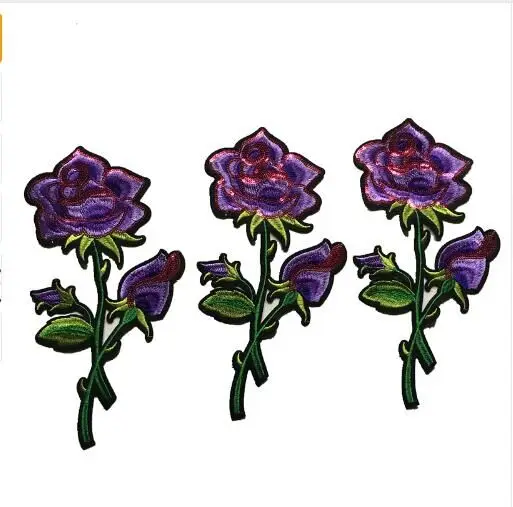 DD 3 шт./компл. фиолетовые цветочные Вышитые нашивки для одежды вышитая аппликация