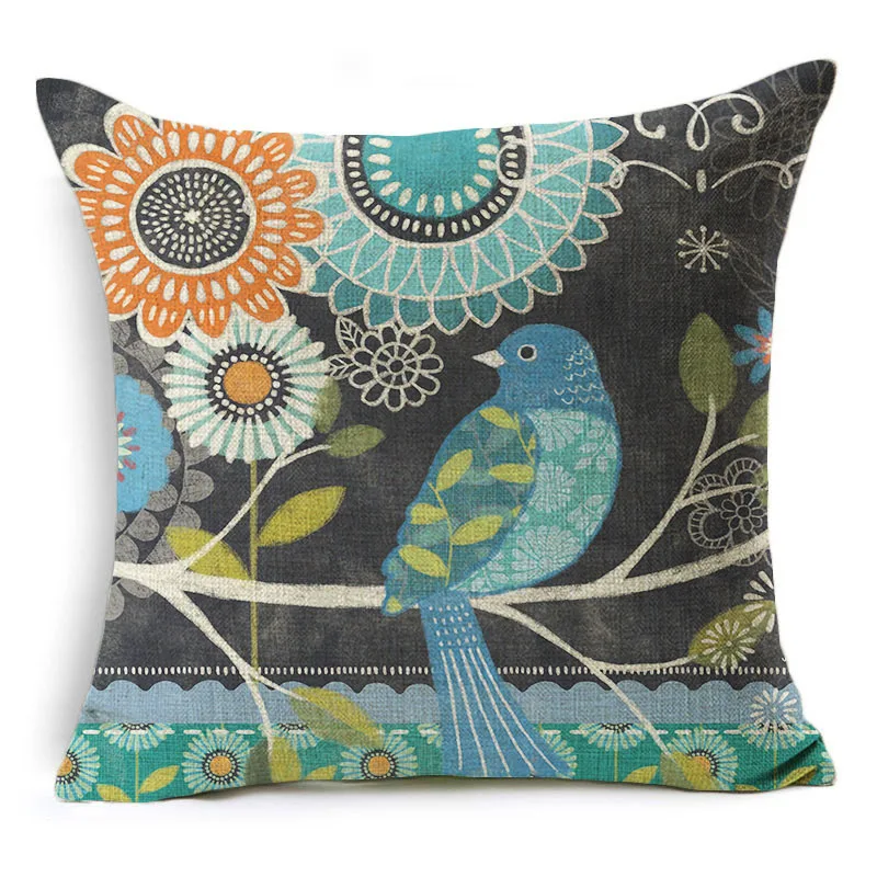 Monily чехол для подушки с мультяшным принтом Индийский Слон Ретро Птица цветком