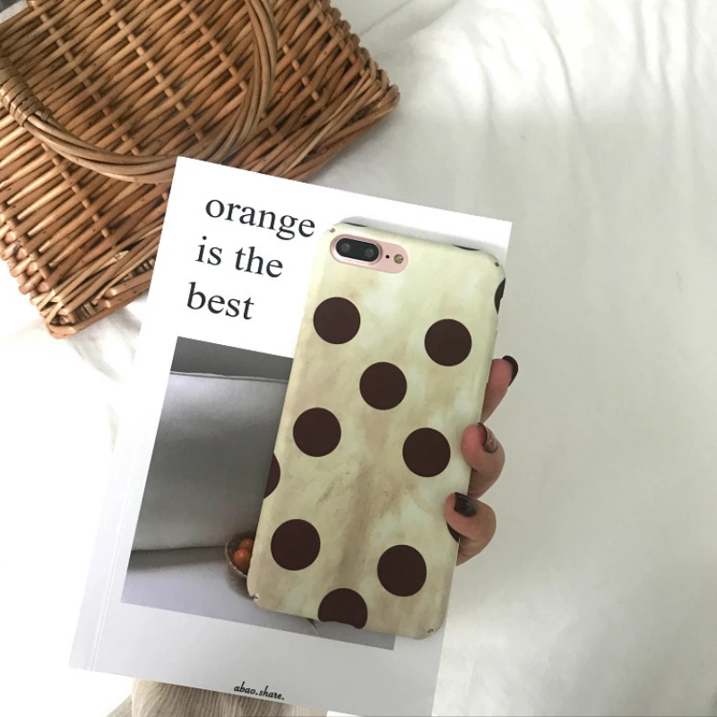 Ретро чехол для телефона с большими точками и мраморным рисунком iPhone 7 8 6 6S Plus