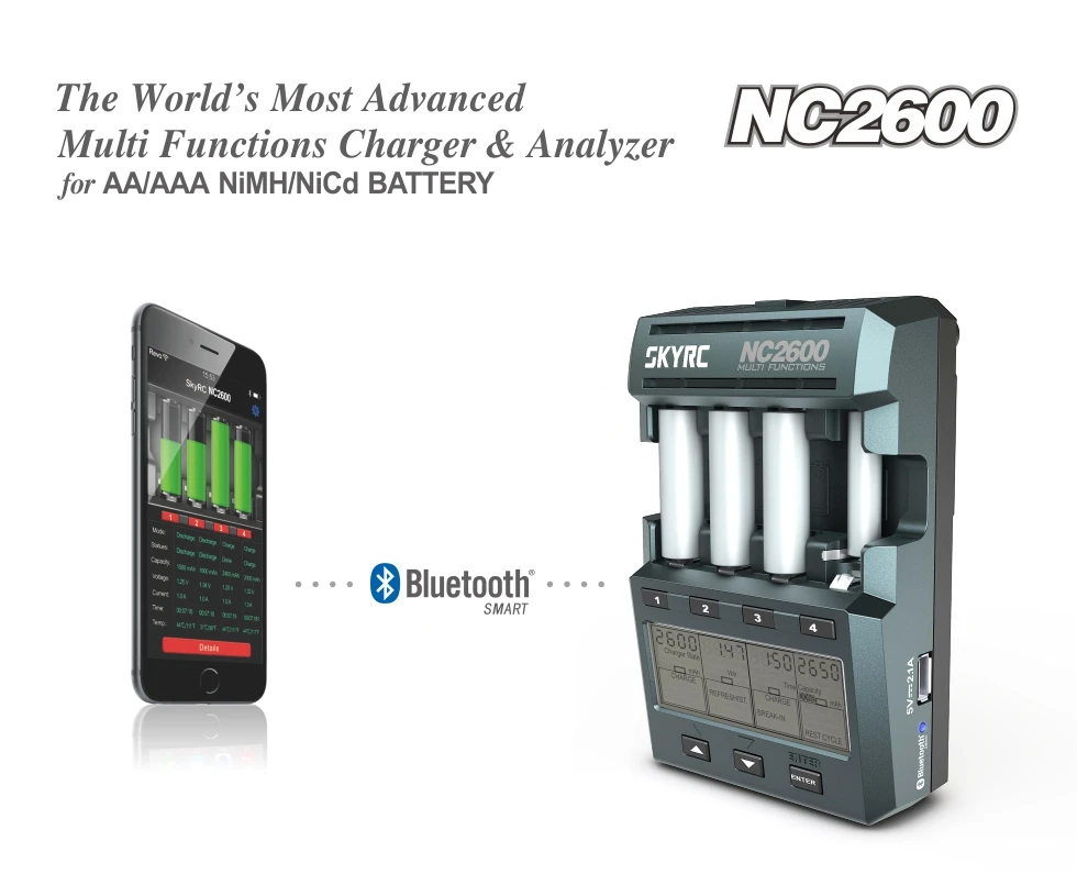 Зарядное устройство SKYRC NC2600 с функцией Bluetooth быстрое зарядное для аккумуляторов