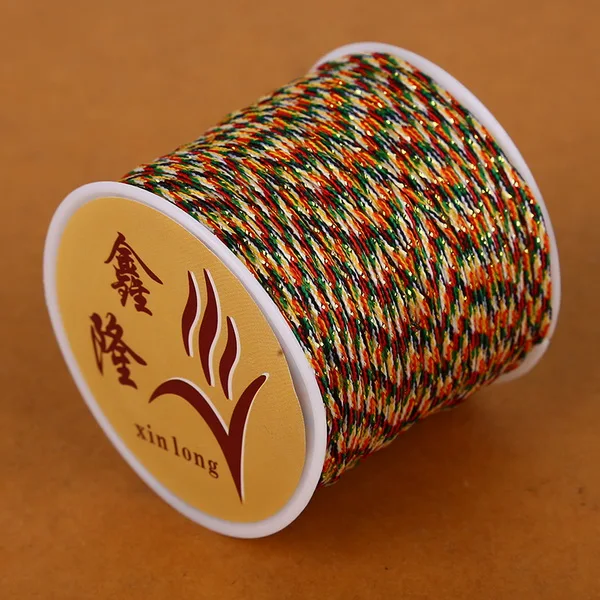 mix with gold 50 м диаметр 0,8 мм нейлоновый шнур китайский узел макраме шнур браслет плетеный шнур DIY кисточки вышивка бисером ювелирный шнурок нить - Цвет: mix with gold