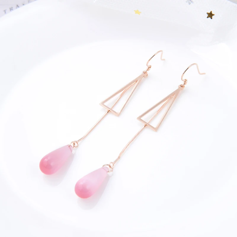 Серьги подвески из серебра S25 с розовым золотом милые ювелирные украшения для