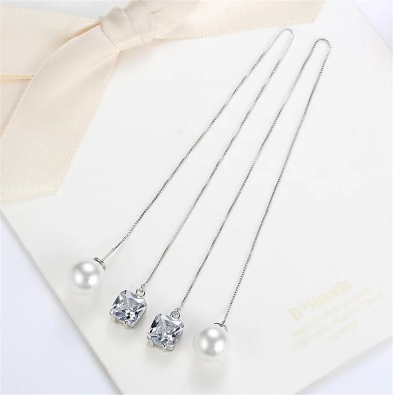 Новые висячие серьги длинные темпераментные простые Имитационные жемчужные