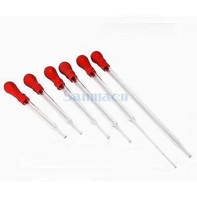 Lot5 10-15cm Durable Glass Transfer Pipette Dropper With Rubber Bulb Cap Lab | Канцтовары для офиса и дома