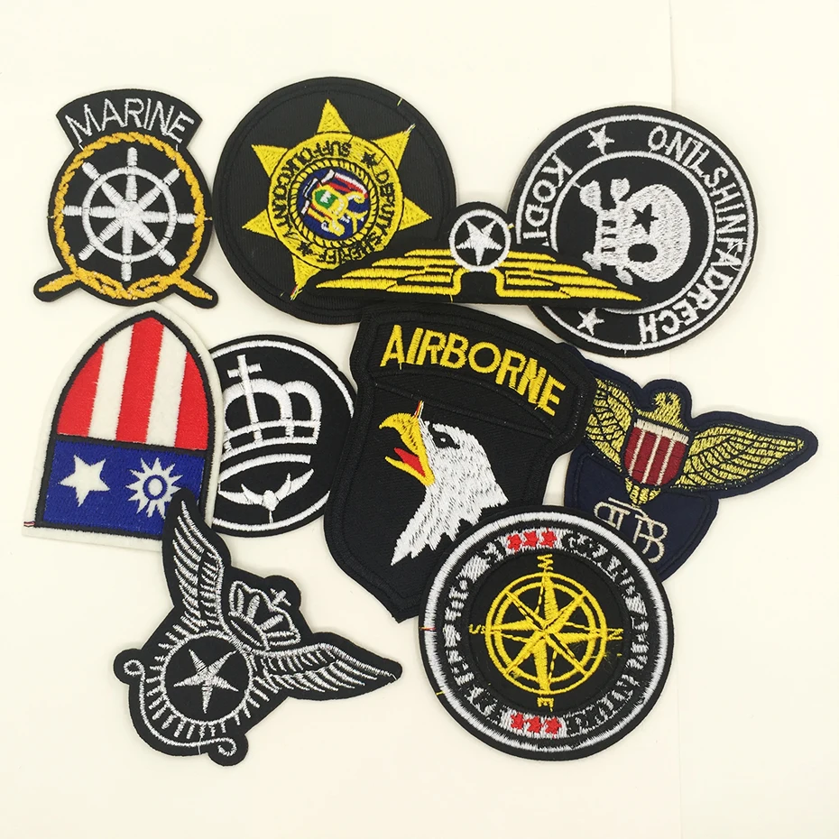 ZYFMPTEX Mix 10 шт./лот военные нашивки армейская одежда вышитые термоклейкие набор