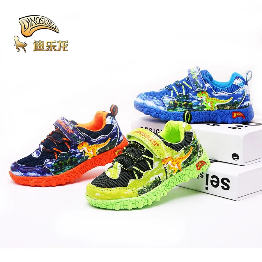 

DINOSKULLS Children's Tennis Boys Sneakers Dinosaurs Shoes 4 Little Kids Autumn Net Mesh Breathable T-rex School Sports Shoes