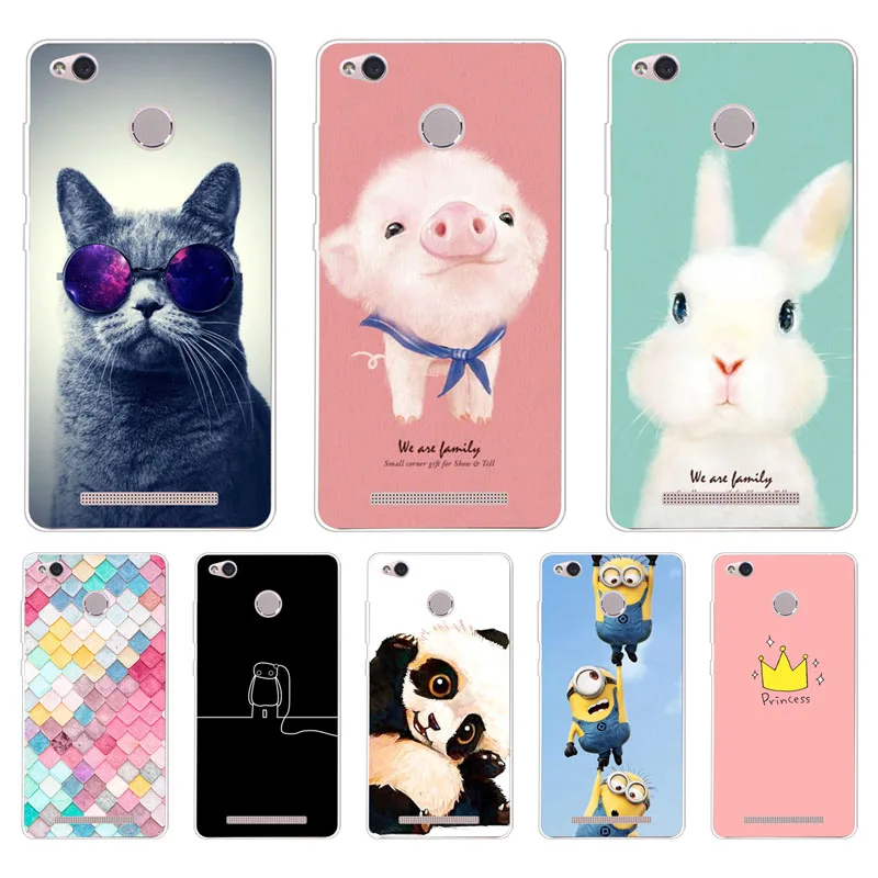 Xiaomi redmi 3x Case Silicon Painted animals Painting Soft TPU Back Cover for protect Phone cases shell |