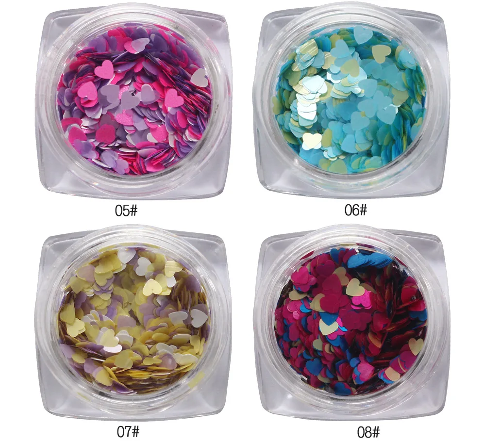 Синий зоо Блестки для ногтей в форме сердца Конфетти украшения маникюрные