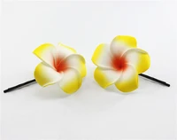 10 yellow color foam hawaiian plumeria flower frangipani flower bridal hair clip 4 5cm f 8 1