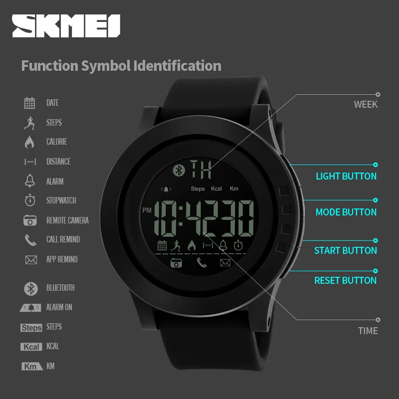 SKMEI мужские умные часы Bluetooth калории шагомер многофункциональные спортивные 50 м