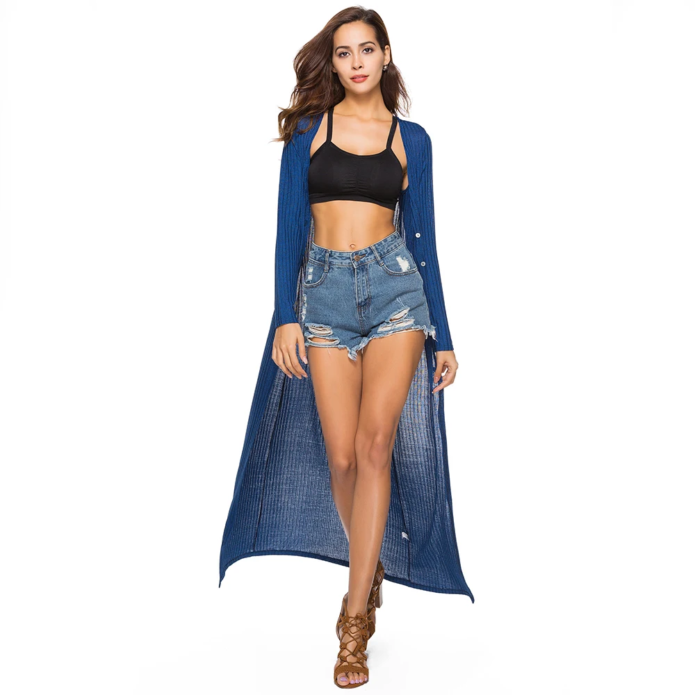 Khale Yose Autumn 2018 Long Elastic Cardigan Loose Sleeve Cardigans Sweater Women Knitted Jumper Big Size Coat Outerwear |
