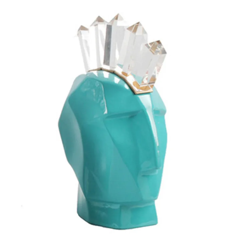 

Nordic Metal Iron Art Craftwork Abstraction Geometry Figure Head Portraits Crystal Sculpture Living Room Bedside Table X2178