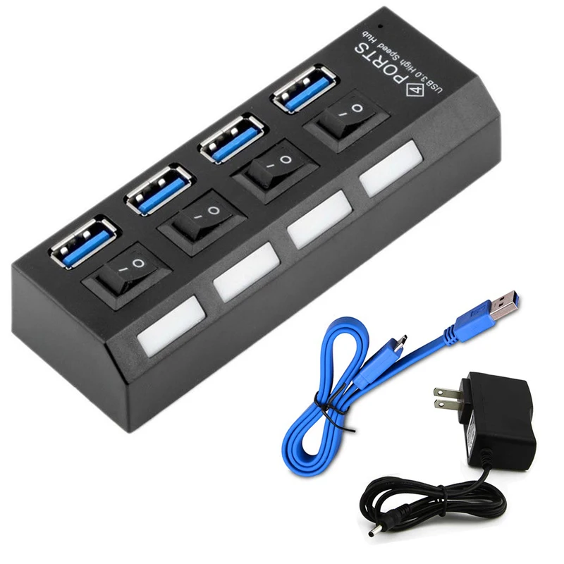 USB 3 0 концентратор разветвитель 4 7 портов мульти светодиодный переключатель