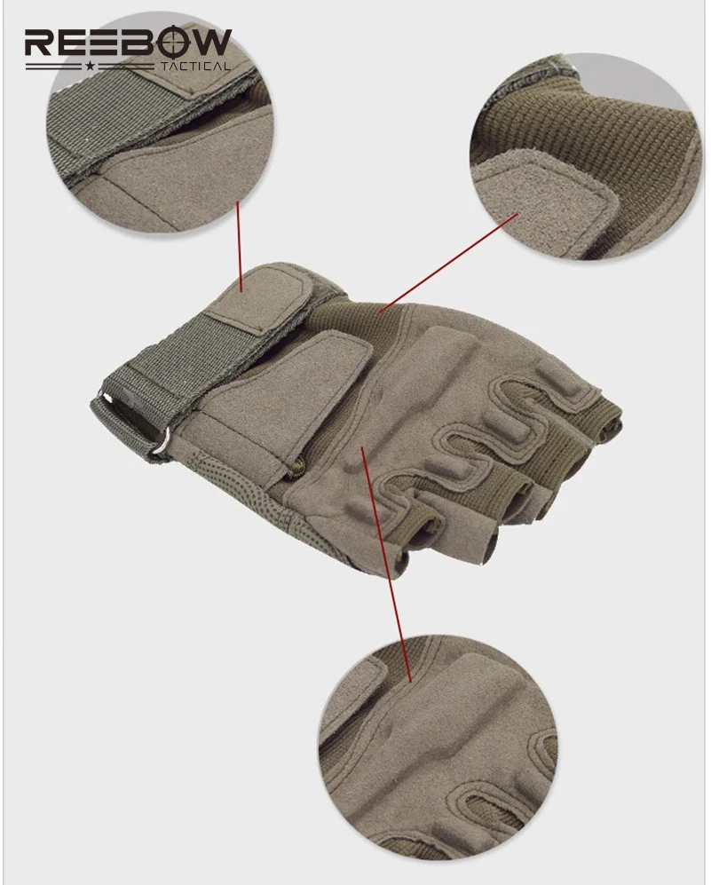Мужские перчатки без пальцев REEBOW тактические для езды на велосипеде мотоцикле