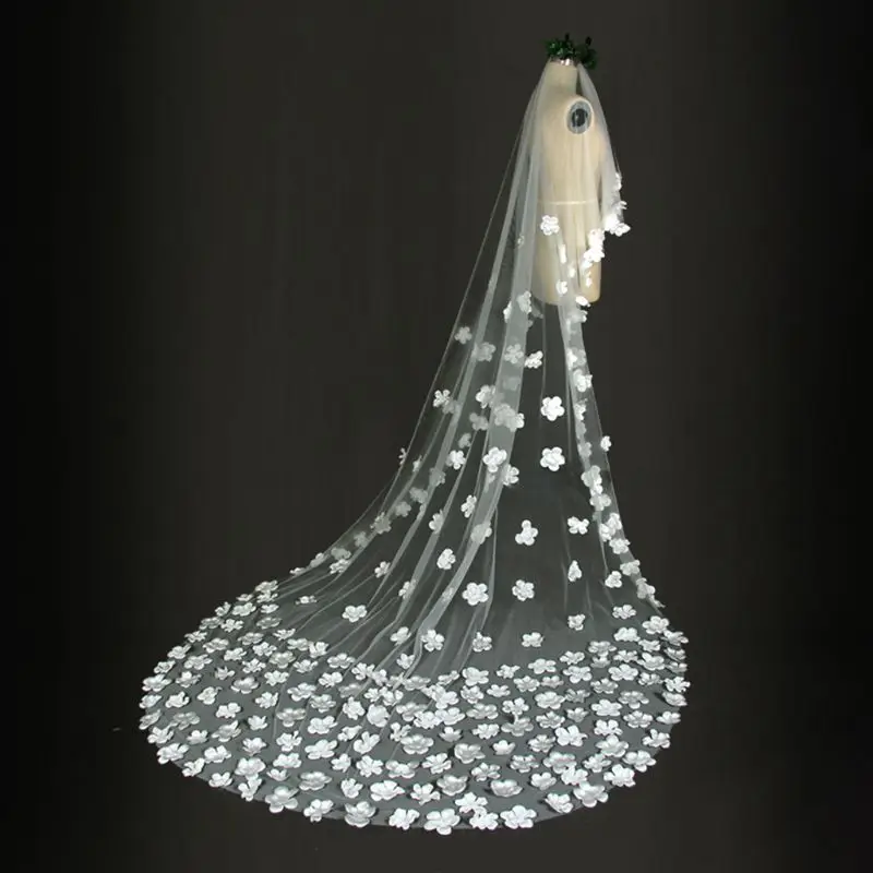 Однослойная женская вуаль из тюля ультрадлинная со шлейфом романтичная