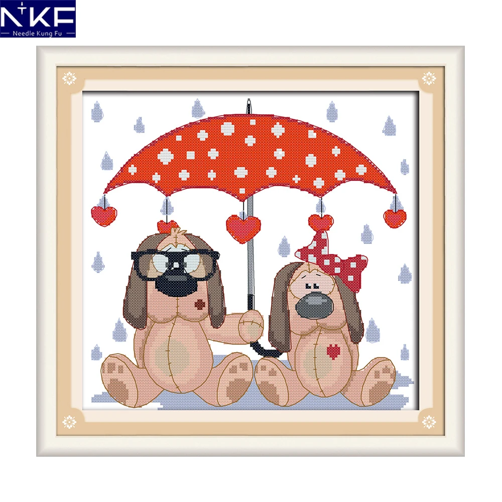 

NKF Cute Puppy Cartoon Counted Cross Stitch 11CT14CT DIY Cross Stitch Kits Embroidery for Home Decor Needlework Cross Stitch