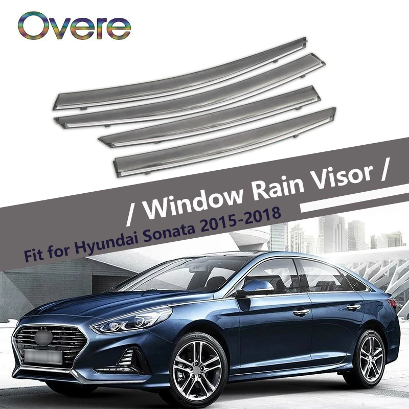 

Overe 4Pcs/1Set Smoke Window Rain Visor For Hyundai Sonata 2015 2016 2017 2018 Styling Awnings Shelters Guard Accessories