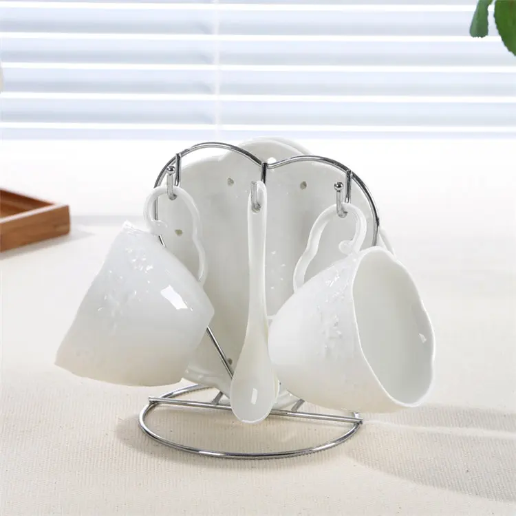 2Cups n Holder Выразительная белая фарфоровая кофейная чашка, блюдце, набор ложек, британская Современная керамическая чайная чашка, кафе, домашние вечерние чайные чашки, Прямая поставка - Цвет: 2Cups n Holder
