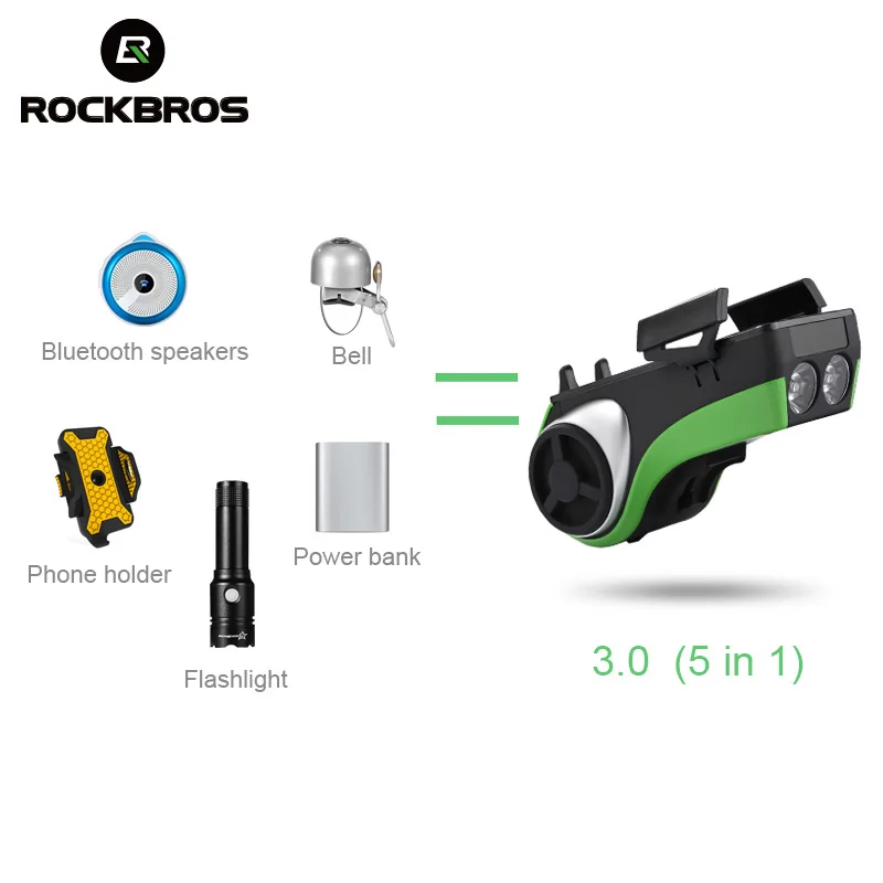 ROCKBROS 5 в 1 велосипедный компьютер держатель для телефона колокольчик светильник