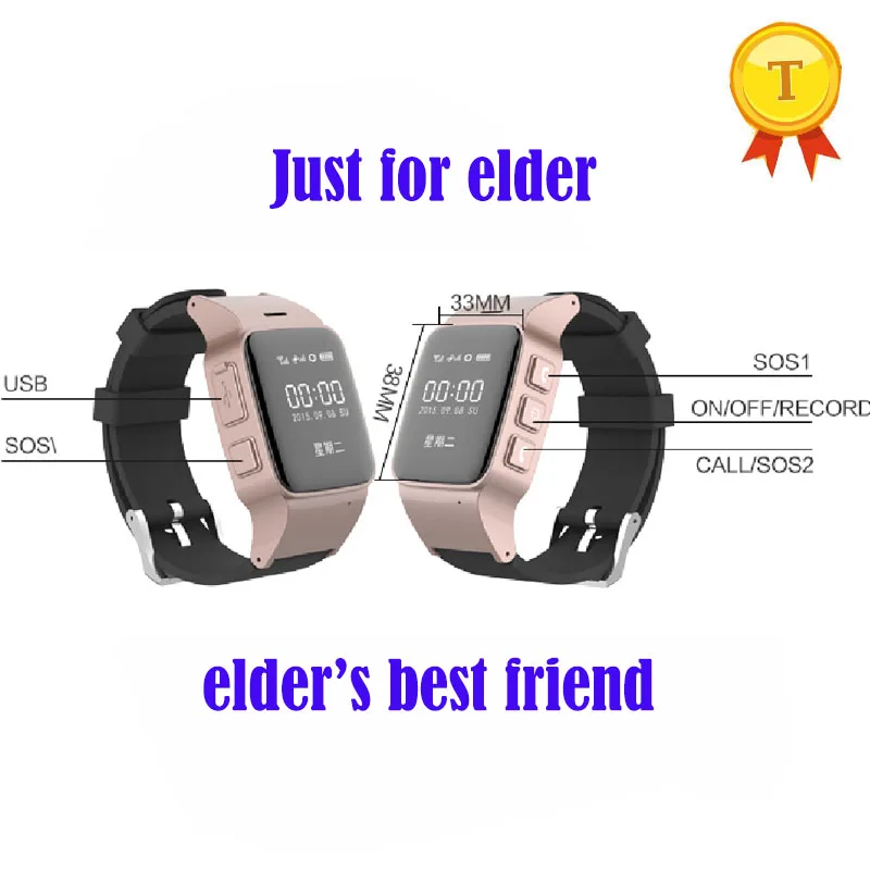 2017 Оригинальные качественные водонепроницаемые умные часы для пожилых людей с