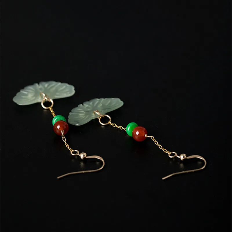 Женские серьги бабочки из серебра 100% пробы с нефритом|Серьги-подвески| |