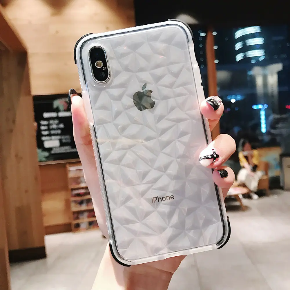 Black diamond case Блестящий блестящий порошок Алмазный чехол для телефона для iPhone X XR XS Max 8 7 Plus 6 6splus прозрачный мягкий противоударный чехол - Цвет: Black diamond case