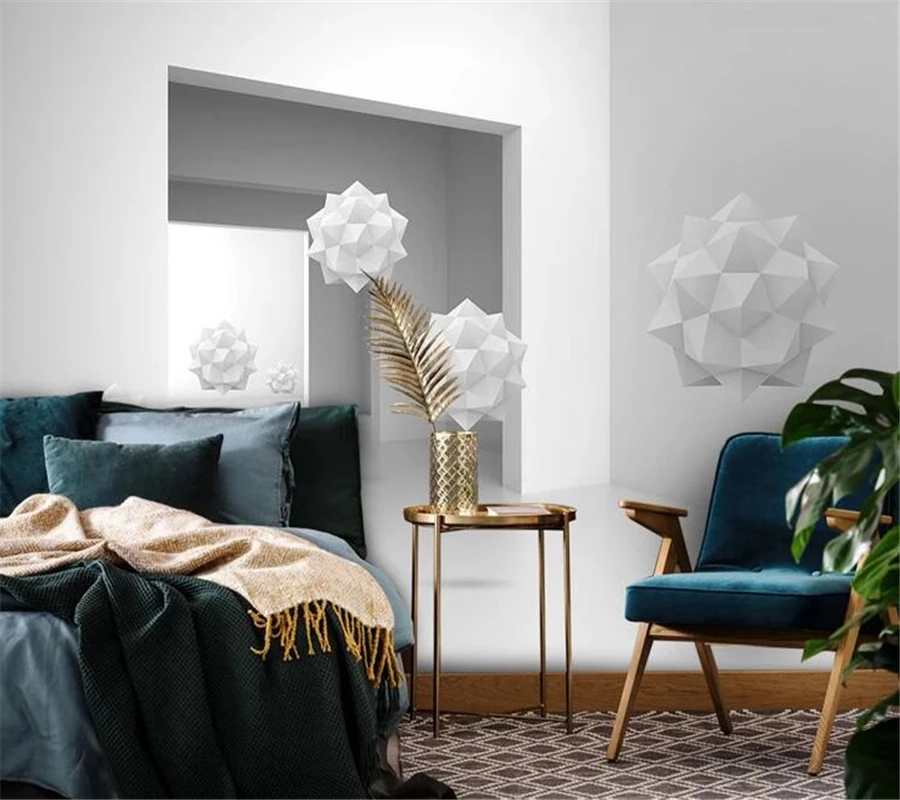 wellyu Custom wallpaper papel de parede 3d dimensional geometric sphere modern architecture space tv background wall tapeta |