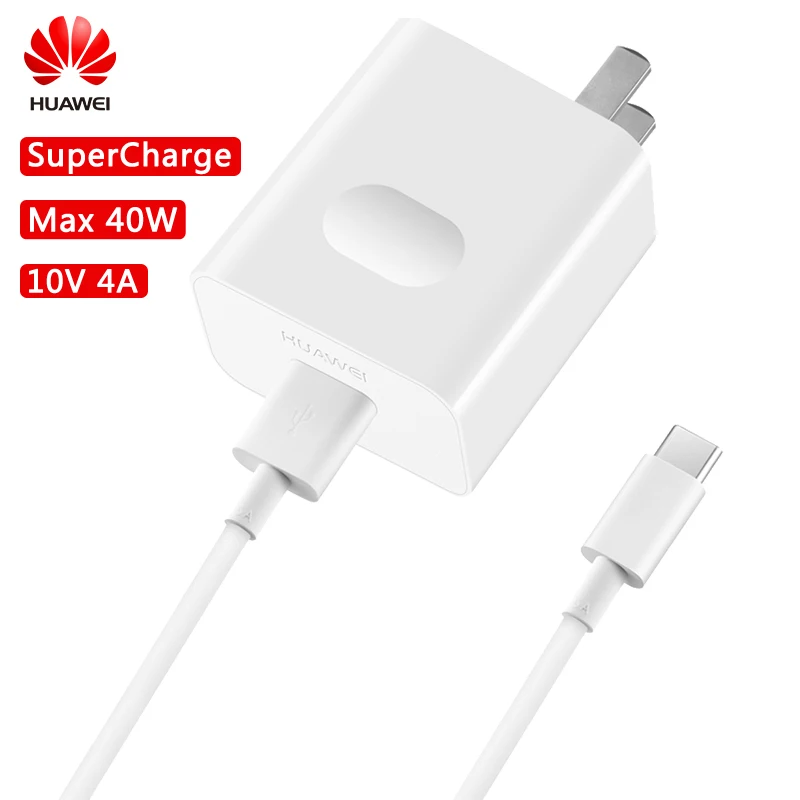 Оригинальное быстрое зарядное устройство huawei Supercharge Max 40W 10 V/4A 5 V/4A с кабелем 5A для huawei P30 Nova 5 Pro mate 20 Pro Honor Magic 2