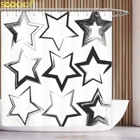 waterproof shower curtain grunge set of grunge star brush strokes with different borders and angles artisan print black white