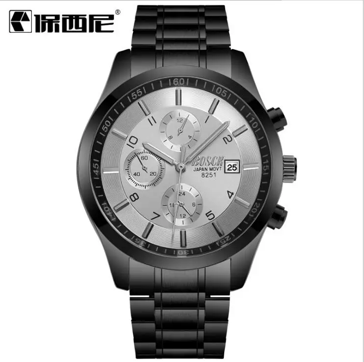 Men Watch Watchband Stainless Steel Wrist Watches Male Calendar Clock Brand Quartz Movement sports luminous waterproof Relogio | Наручные