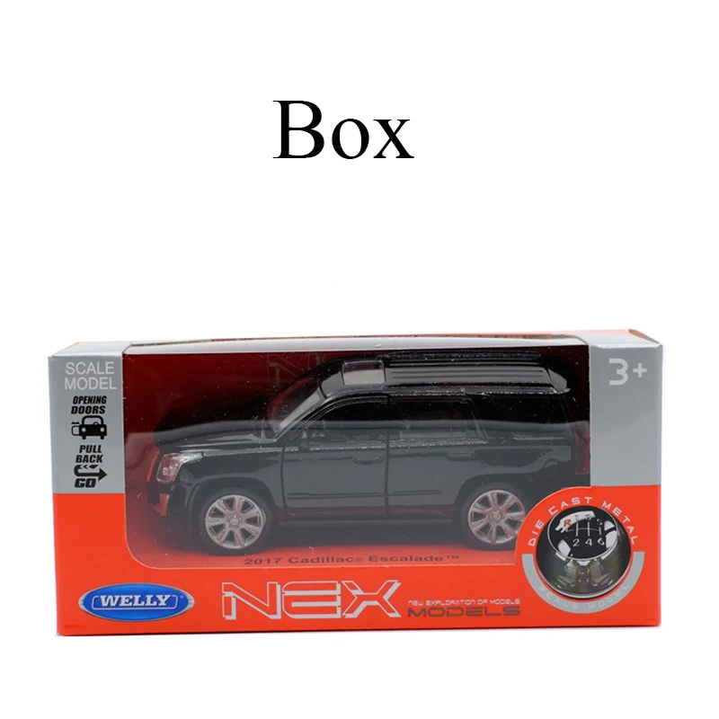 Black(box) WELLY 1:36 Escalade SUV литая под давлением модель автомобиля игрушка с оттягиванием для детей подарки коллекция игрушек - Цвет: Black(box)