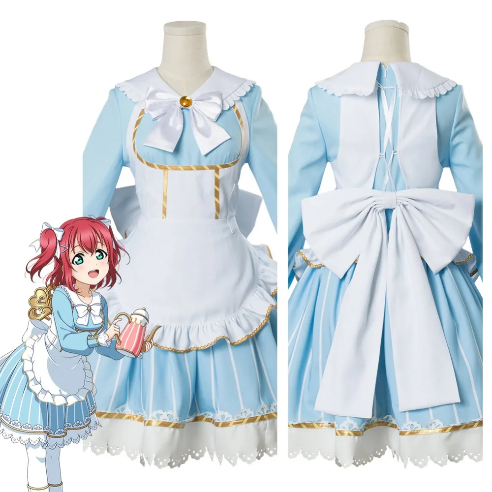 LoveLive Love Live! Kurosawa Рубиновая страна чудес Алиса косплей костюм горничной костюм на Хэллоуин