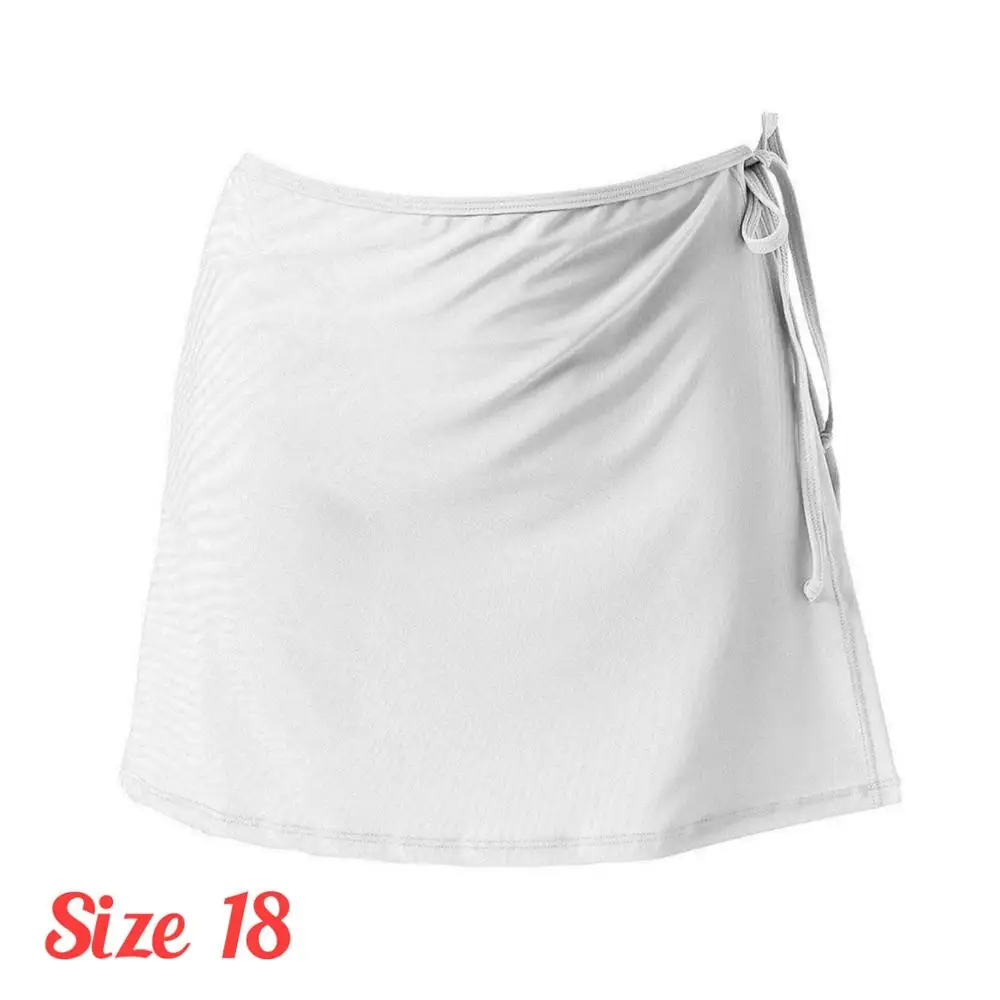 White Size 18 Женская смесь, одноцветные Купальники Юбка-пояс, сексуальный бикини, мягкий черный/белый ремешок, Прямая - Цвет: White Size 18