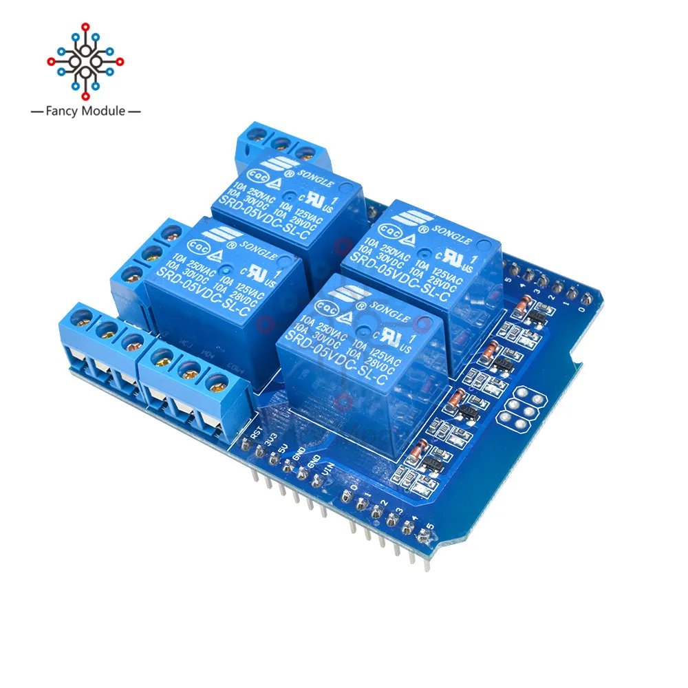 Релейный Щит V2.0 4-канальное реле 5 В плата расширения Swtich для Arduino R3 макетная