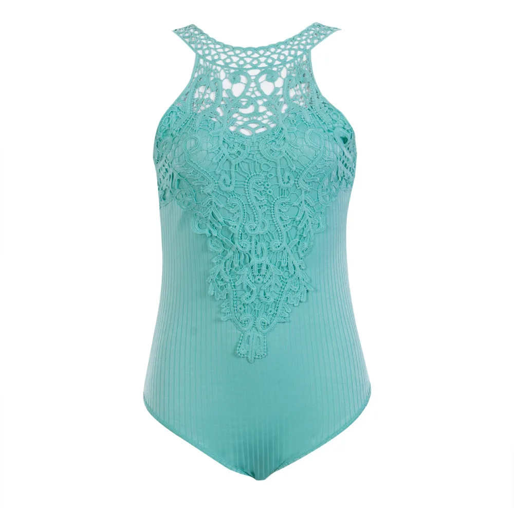 Сексуальное женское кружевное вязание крючком открытое модное Боди без рукавов