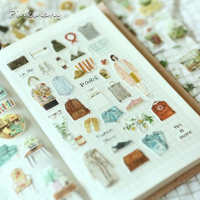 2 листа сделай сам цветные художественные наклейки С КАКТУСОМ ежедневник дневник