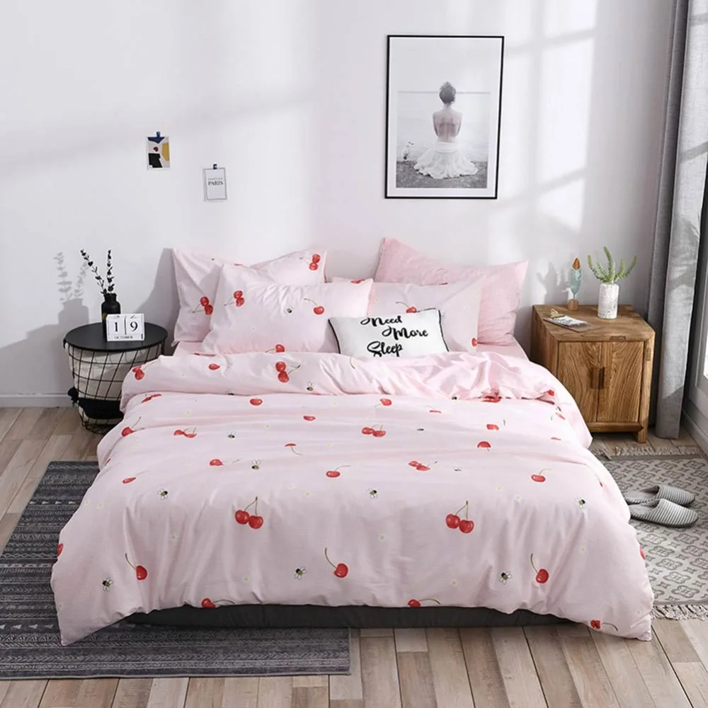 2019 Светло Розовый Вишневый фруктовый INS Комплект постельного белья из мягкого
