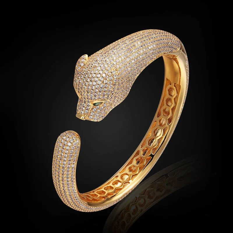 

Lanruisha men jewelry Statement leopard Bangles Brand luxury 3A Zircon Bangles & Bracelet For Women Pulseira Feminina Pulseira