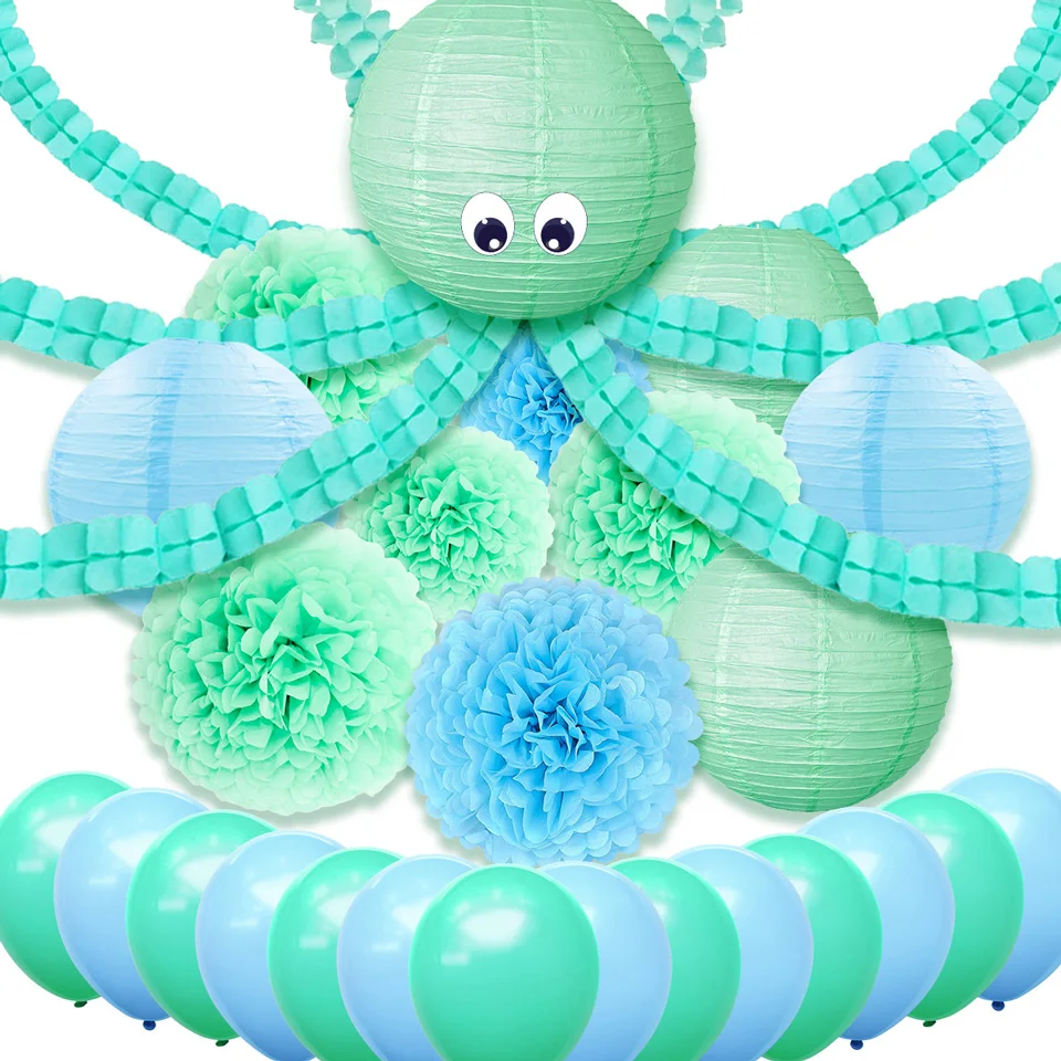Nicro Octopus, 9/33 шт., зеленые украшения для дня рождения, Детский комплект, летние фонарики с цветами, новые вечерние украшения для дома, сделай сам,# Set105