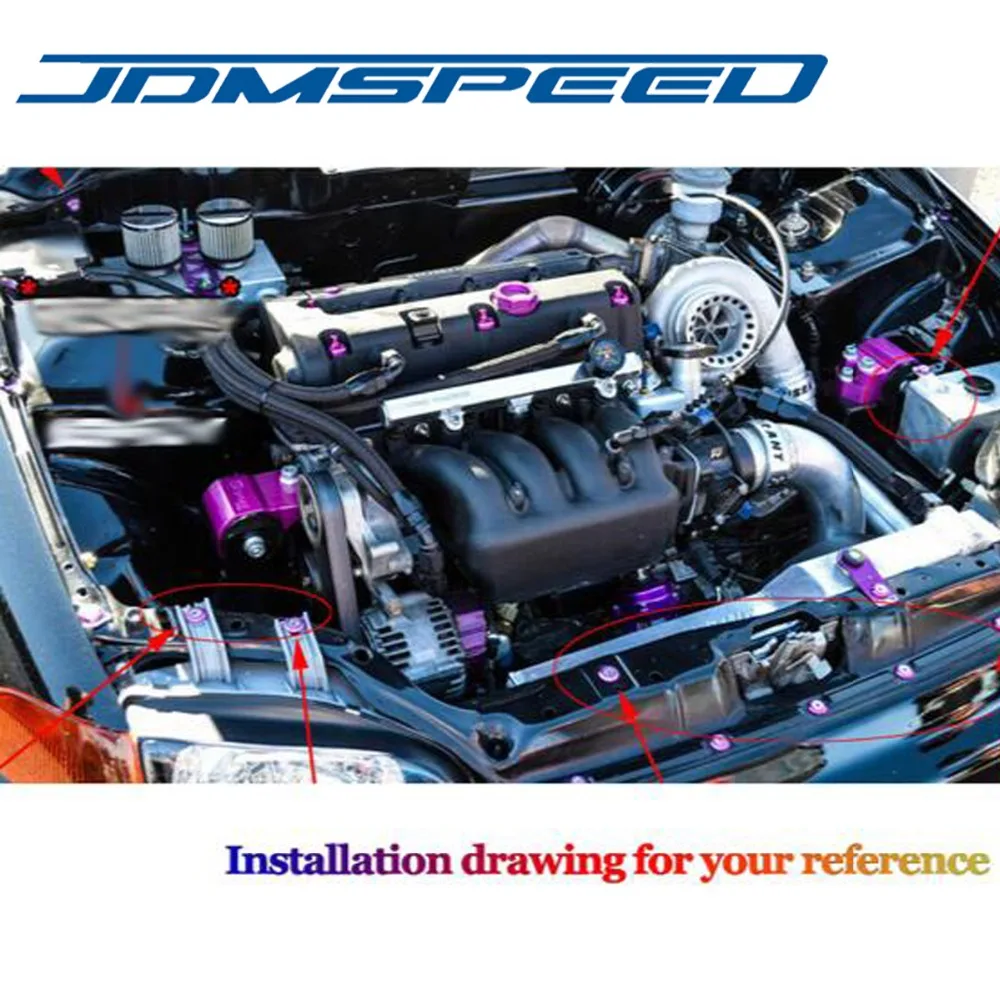Красные алюминиевые шайбы JDMSPEED для крыльев 10 шт. Honda Civic Integra RSX EK|fender washers|aluminum fender