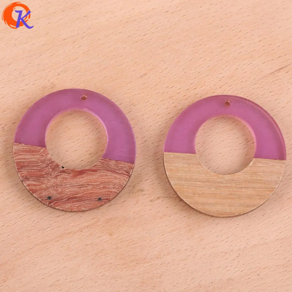 Сердечный дизайн 30 шт 38*38 мм Аксессуары для ювелирных изделий/DIY Изготовление сережек/натуральное дерево и смола/круглая форма/ручная работа/фурнитура для сережек