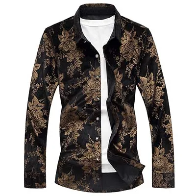 LONMMY 6XL 7XL, плюс размер, рубашка с длинным рукавом, Мужская блузка, велюр, Рисунок дракона, тонкая, повседневная, Мужская одежда, рубашки,, осень, весна - Цвет: 8806 black