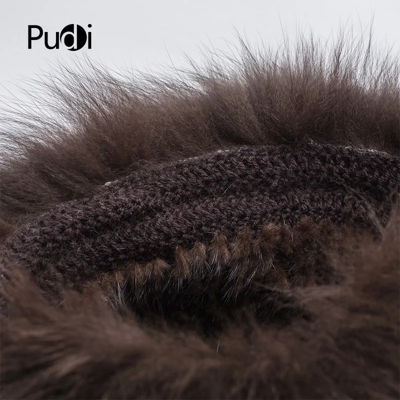 

Pudi HF7035 Winter hats for women mink fur hat stylish fox fur brim with comfortable 3 colors to choose from