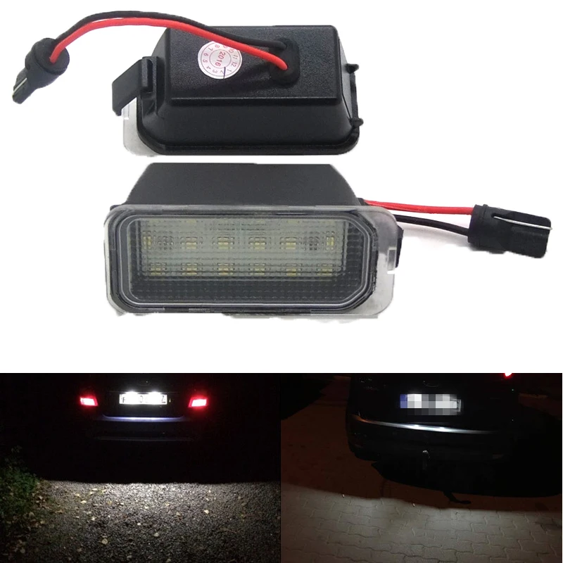 Светодиодные подсветки для номерного знака 2 шт. 12 В 6000K 18 SMD чипы Ford Fiesta JA8 Focus DA3 DYB S
