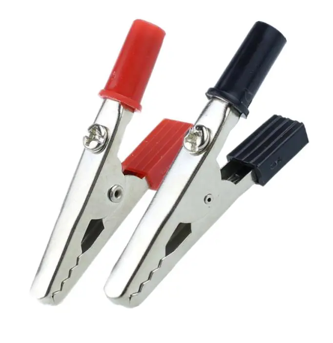 1pcs Red 1pcs Black Изолированный зажим под крокодила, пластиковая ручка, кабель, тест, зарядный зажим, металлический зажим под крокодила, длина 52 мм - Цвет: 1pcs Red 1pcs Black
